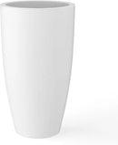 Kante 23.6" H Pure White Finish Concrete Tall Planters Large Outdoor Indoor Decorative Plant Pots with Drainage Hole and Rubber Plug, Modern Tapered Style for Home and Garden by CozyNest Decor