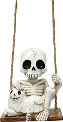 Halloween Resin Skeleton Swing Ornament - Animated Skeleton with Black Cat Figure, Hanging Decor for Tree Wall Garden - Spooky Fun Festival Decor Prop by CozyNest Decor