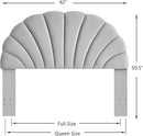 24KF Stunning Crown Design Queen Headboard, Upholstered Soft Velvet Petal Pattern Headboard Queen/Full-Q-Gray by CozyNest Decor