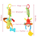 4 PCS Baby Soft Hanging Rattle Crinkle Squeaky Toy - Baby Toys for 0 3 6 9 to 1 Animal Ring Plush Stroller Infant Car Bed Crib Travel Activity Hanging Wind Chime with Teether for Boys Present by TinyTreasures Baby Boutique