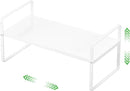 Expandable Cabinet Storage Shelf Stackable Organizer Rack for Kitchen Bathroom Pantry Spice Cupboard Countertop Home Office Desk Heavy Duty Nonslip White Large 1 Pack by CozyNest Decor