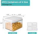 Ankou Airtight Container Set (1000ml 4 Pcs) Stackable One Press Openning Food Containers for Snacks Sugar Salt Herbs Spices Coffee Bean Formula Popcorn BPA-Free Tight Seal - Clear (1.0 QT * 4) by TinyTreasures Baby Boutique
