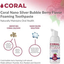 Coral Nano Silver Kids Fluoride Free Foaming Bubble Berry Coral Calcium Toothpaste, Natural Formula, SLS and Glycerin Free - 4 Ounce by CozyNest Decor