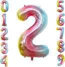 GOER Rainbow Foil Balloons Number 2,Huge Number Balloons for 2nd Birthday Party Supplies Anniversary Decorations (3 pcs,42 inch,32 inch,16inch) by TinyTreasures Baby Boutique