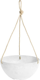 Root & Vessel Self Watering Hanging Planter for Indoor or Outdoor Plants, Unique Marbled Hanging Basket Made of Eco-Friendly Blend of Stone & Plastic, White, 10" by GreenHaven Gardens