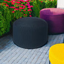 BIRDROCK HOME Outdoor Pouf Ottoman | Hand Woven Waterproof Foot Stool with Bead Bag Filling | Boho Foot Rest for Patio, Living Room, Porch & Outdoor Seating | Lightweight, Soft Stuffed Chair | Navy by CozyNest Decor