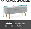 Oval Storage Bench 43.5" Linen Fabric Upholstered Entryway Bench with Solid Wood Legs Ottoman Bench Indoor Bench for Living Room/Bedroom/End of Bed/Entryway (New Grey) by CozyNest Decor