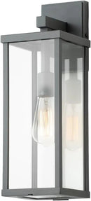 mirrea 18" Classic Outdoor Wall Sconce 1 Light in Matte Gray Rectangular Metal Frame and Clear Glass Shade Waterproof Porch Light Patio Light Pack of 2 by CozyNest Decor