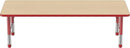 FDP Rectangle Activity School and Classroom Kids Table (30 x 72 inch), Chunky Toddler Leg, Adjustable Height 15-24 inches - Maple Top and Red Edge by CozyNest Decor
