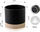 Nihow Ceramic Plant Pot: 6 Inch Planter with Drainage Hole & Saucer for Indoor & Outdoor Plants - Cylinder Round Flower Pot for Succulent/Herbs/Violets - Black & Brown by CozyNest Decor
