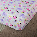 Brandream Crib Bedding Set 3 Pieces Purple Baby Girls Cotton Patchwork Flowers Elephant Owl Nursery with Ruffle Design, Princess Lovely Cute Breathable Healthy by TinyTreasures Baby Boutique