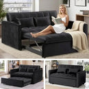 3 in 1 Convertible Sleeper Sofa Bed, Couch with Pull Out Bed with Side Pocket, Convertible Love Seat Sleepers Couch for Living Room, Bedroom, Black by CozyNest Decor