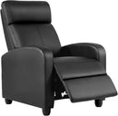 BestMassage | Recliner Chair | No Massage Function | Leather Black | with Lumbar Support, Adjustable Push Back, Wide Armrests, Footrest & Padded Seat | Easy Assembly | for Living Room, Home Theatre by CozyNest Decor