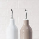 famiware Milkyway 16oz Ceramic Olive Oil Dispenser Bottle, Olive Oil and Vinegar Dispenser Bottle Set of 2 with Stainless Steel Pourers, Suitable for Storage Liquids, Light Gray and Cinnamon Brown by CozyNest Decor