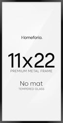 Homeforia 11x22 Black Newspaper Frame, High End Metal 11 x 22 Picture Frame without Mat, 22x11 Thin Black Poster Frames for Wall, 11by22 inches Display Photo Frames, Tempered Glass, Wall Kit, Set of 1 by CozyNest Decor