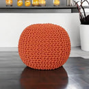 REDEARTH Round Pouf Ottoman - Hand Knitted Cable Boho Poof - Pouffe Circular Footrest for Living Room - Bedroom - Patio - 100% Cotton (19.5"x19.5"x14") - Burnt Orange by CozyNest Decor