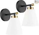 Hamilyeah Black and Gold Wall Sconces Set of 2, Modern Industrial Bathroom Sconces Wall Lighting with Milk Glass Shade, Wall Sconce Lighting Fixture for Living Room, Kitchen, Fireplace, Hallway by CozyNest Decor
