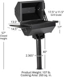 Ash & Ember Park-Style Grill/Smoker, 260 Sq In Charcoal Grill with Cover, 17.5"x11.5" Grate, Side Shelf for Food Prep, Single Post Permanent Park-Style Grill for Outdoor Backyard BBQ by GreenHaven Gardens