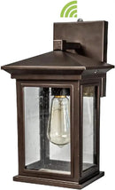 Dusk to Dawn Outdoor Wall Lantern, Exterior Wall Sconce Fixture with Tempered Clear Seeded Glass, Oil Rubbed Bronze (ORB) Finish for Outdoors (Medium Wall Mount - 2 Pack) by GreenHaven Gardens