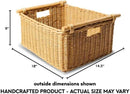 The Basket Lady Pole Handle Wicker Storage Basket, Large, 18 in L x 14.5 in W x 9 in H, Sandstone by GreenHaven Gardens