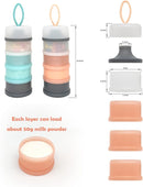 Baby Formula Dispenser, Portable Milk Powder Dispenser Container, Baby Feeding Travel Storage Container, Non-Spill Stackable Baby Snack Storage Container, BPA Free, 4 Compartments, 2 Packs by TinyTreasures Baby Boutique