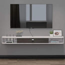 Pmnianhua Floating TV Console,55'' Wall-Mounted Media Console,Floating TV Cabinet,Modern Floating TV Stand,Under TV Entertainment Shelf with Door and Storage for Bedroom Living Room (Grey-White) by CozyNest Decor