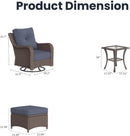 5 Pieces Outdoor Patio Furniture Sets with Rocking Swivel Chairs with 6-inch Thick Cushion and Side Table for Deck Lawn by GreenHaven Gardens