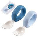 Baby Self Feeding Training Spoon and Fork Set with Travel Case, BPA-Free Cute Circle Toddler Training Utensils, Silicone/ABS Great Tableware Set Spoons Fork for Kids(Blue & Light blue) by TinyTreasures Baby Boutique