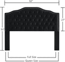 24KF Upholstered Button Tufted Queen Size Full Size Headboard with Nailhead Trim, Soft Velvet Fabric Headboard Queen/Full Size Headboad-Black by CozyNest Decor