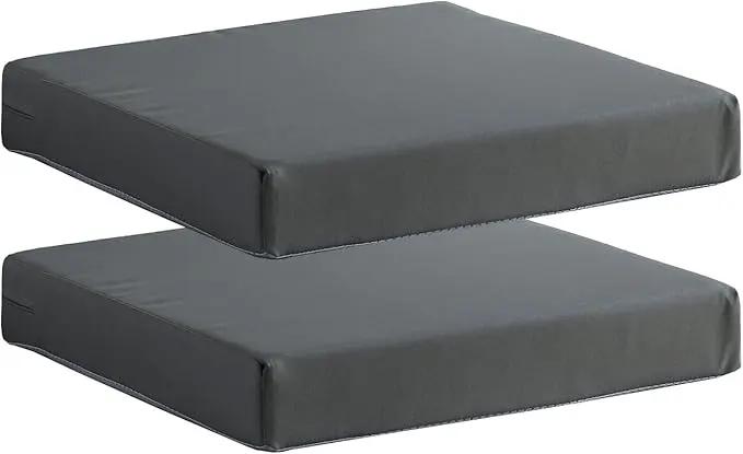 Patio Chair Cushions Set of 2 Non Slip Bottom Chair Pad with Ties Waterproof Square Outdoor Seat Cushion Replacement for Garden Swing Furniture 20x20 Inch, Gray