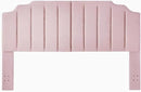 24KF Pink Teddy Fabric Tufted King Upholstered Headboard, Modern Vertical Channel Design California King Headboard with Stepped Silhouette Top Edge,6026-K-Teddy Pink by CozyNest Decor