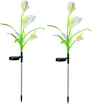 Veesee Solar Garden Lights - Outdoor Stake Lights with Calla Lily Design, Decorative for Lawn, Yard, Patio & Landscape (White, 2Pack) by GreenHaven Gardens