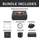 Ashton 36” Propane Fire Pit Smokeless Firepit Converts to Outdoor Gas Fire Pit for Outside Patio Firepit Table Includes Windscreen Rain & Tank Cover Lava Rocks Lid CSA Certified by GreenHaven Gardens