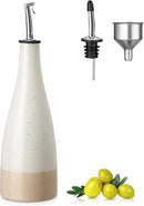 vancasso 16 Oz Ceramic Olive Oil Dispenser Bottle, Bottle Dispenser with Spout and Funnel for Kitchen,Suitable for Oil, Vinegar, Coffee Syrups & Other Liquids，Cream by CozyNest Decor