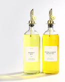 Molimoli Oil and Vinegar Dispenser with Metal Pour Spout, Weighted Pourer, Glass Bottle Dispenser for Kitchen, Olive Oil Cruet, Glass Olive Oil Bottle | 500ml, Set of 2 by CozyNest Decor