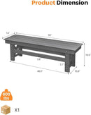 HDPE Outdoor Bench, 55" Patio Bench Outdoor Furniture, Poly Lumber Adirondack Benches, Fade-Resistant HDPE Garden Backless Benches for Park, Poolside, Porch, Smoke Gray by CozyNest Decor