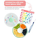 GoBe Kids Small Snack Spinner Slide Bundle with Hand Strap and Sticker Sheet - Reusable Snack Container with 5 Compartment Dispenser and Lid | BPA/PVC Free | Dishwasher Safe | No Spill - Taro Purple by TinyTreasures Baby Boutique