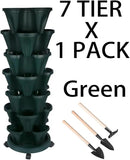 Vertical Planter 7 Tier Stackable Planters Garden Planters Strawberry Herb Flower and Vegetable Planter Indoor Outdoor Gardening Pots with Removable Wheels and Tools by CozyNest Decor