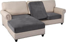 PrinceDeco Sectional Couch Covers 3 Pieces Velvet Sofa Covers L Shape Soft Couch Covers for Sectional Sofa Corner Sofa Cover Couch Cover for Dogs Washable (2 Seater + 1 Chaise,Grey) by CozyNest Decor