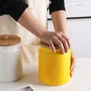 Sweejar Ceramic Kitchen Canisters, 58 FLOZ Porcelain Food Storage Jar with Airtight Seal Wooden Lid, Home Container Serving for Coffee Beans, Tea-leave, Sugar, Salt and More, Tool Bucket (Yellow) by CozyNest Decor