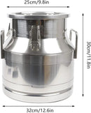 Stainless Steel Milk Can, 12L/3.16 Gallon Heavy Duty Airtight Storage Canister Milk Bucket with Lid, Embedded Silicone Milk Jug Wine Pail Water Cereals Bucket with Three Latches and Two Handles by CozyNest Decor