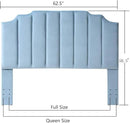 24KF Seaglass Velvet Tufted Queen Upholstered Headboard, Modern Vertical Channel Design California Queen/Full Headboard with Stepped Silhouette Top Edge, Seaglass by CozyNest Decor