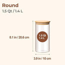 ComSaf Airtight Glass Storage Canister with Wood Lid(1.5 Qt), Set of 3 Glass Jars with Lids, Clear Food Storage Container Jar with Sealing Lids for Dry Food Cereal Oat Sugar Tea Coffee Beans, Round by CozyNest Decor