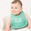Bella Tunno Baby Bib for Eating, Waterproof Silicone Bib with Large Food Catcher, Adjustable Fit for Babies 4-12 months & Toddlers 1-3 Years, Boys & Girls, F Is For Foodie by TinyTreasures Baby Boutique