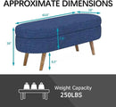 Oval Storage Bench 43.5" Linen Fabric Upholstered Entryway Bench with Solid Wood Legs Ottoman Bench Indoor Bench for Living Room/Bedroom/End of Bed/Entryway (Dark Blue) by CozyNest Decor