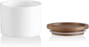 Sweejar Kitchen Canisters Ceramic Food Storage Jar, Stackable Containers with Airtight Seal Wooden Lid for Serving Ground Coffee, Tea, Sugar, Spice and More - 5 Fl Oz(White Acacia) by CozyNest Decor