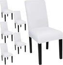 JQinHome 6 Pcs Dining Chair Slipcover,High Stretch Removable Washable Chair Seat Protector Cover for Home Party Hotel Wedding Ceremony (White) by CozyNest Decor