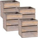 Wood Planter Box with Wine Crate Styled, 5 Inch Square, Rustic Barn Wood, Plastic Liner, Wedding Flowers Holder, Home and Venue Decor, (5x5 Wine Crate Set of 4) by GreenHaven Gardens