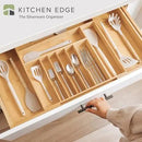 Premium Silverware, Flatware and Utensil Organizer for Kitchen Drawers, Food-Safe Contract Grade, Expandable from 18 to 33 In, Natural Bamboo by CozyNest Decor