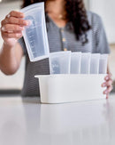 Zip Top Reusable 100% Platinum Silicone Breast Milk Storage, Made in the USA - Bag Set of 6 + Freezer Tray by TinyTreasures Baby Boutique